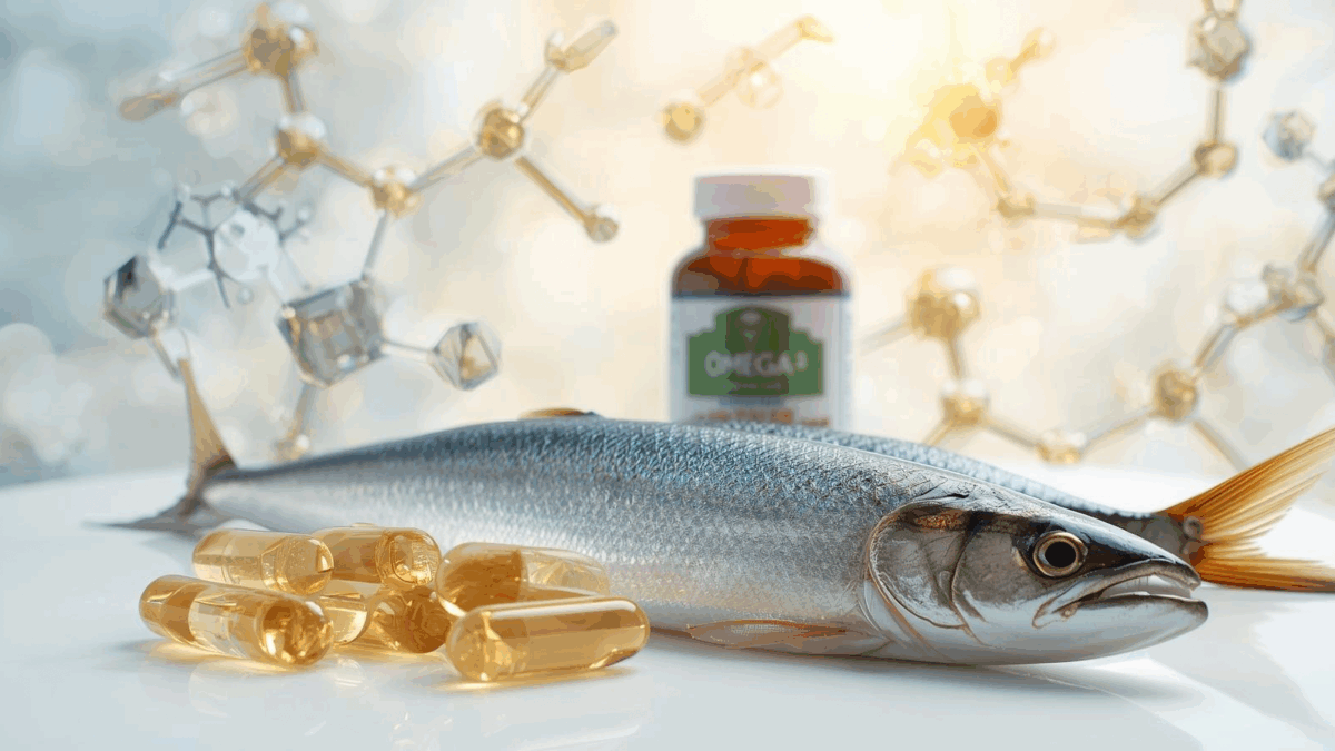 DHA・EPAを豊富に含む青魚とサプリメントの画像